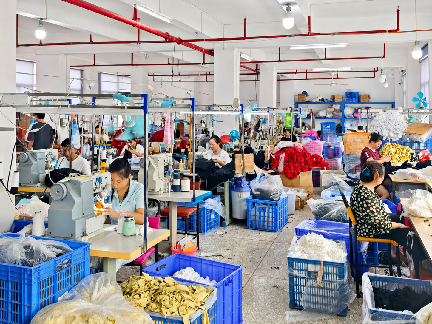 Xiemei Garments sewing production floor in operation