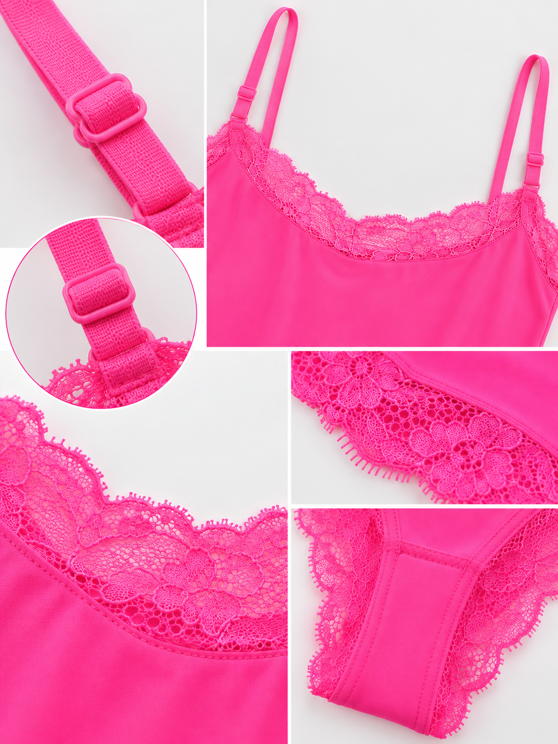 Lace-Trim Adjustable Thong Bodysuit colour selection